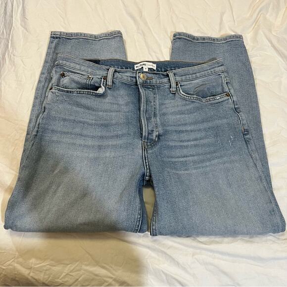 Re/Done Jeans High Rise Stove Pipe Jean in Livedilight Blue size 30 - Picture 13 of 16